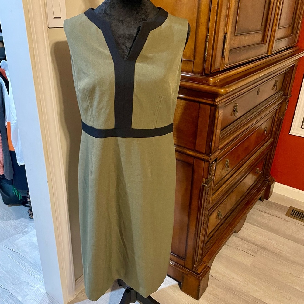 Olive green and black midi dress. Size 6